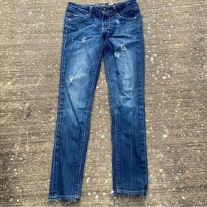 Paige Womens Skyline Ankle 24x‎ 27 Distressed Dark Wash Skinny Jeans| Stretch